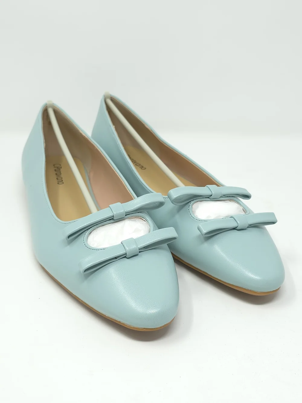 NWT C. Paravano Double Bow Cutout Ballet Flats Emma Blue 39.5 US 9